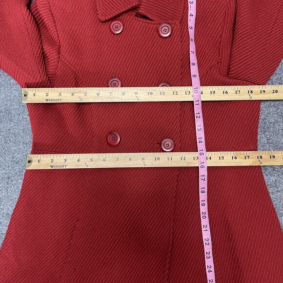 Vintage Via Red Double-Breasted Wool Blend Coat Size 12 - Picture 10 of 10
